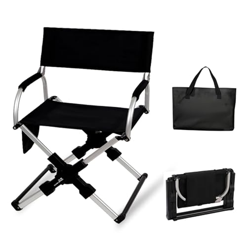 YEQING Klappbarer Gartenstuhl mit Stauraum, Campingstuhl mit Tragetasche, Leichter Aluminium-Loungesessel für Camping im Freien, Sport, Strand(Black) von YEQING