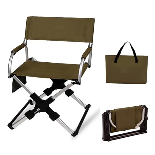 YEQING Klappbarer Gartenstuhl mit Stauraum, Campingstuhl mit Tragetasche, Leichter Aluminium-Loungesessel für Camping im Freien, Sport, Strand(Gold) von YEQING