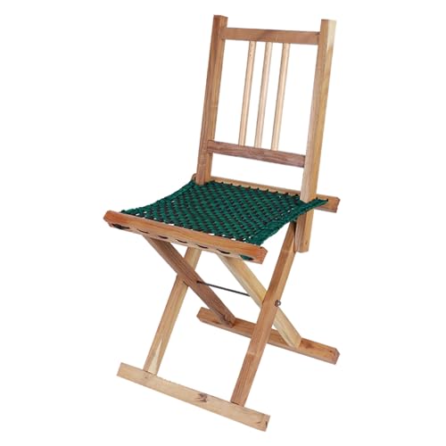 YEQING Klappstuhl mit Rückenlehne, Klappbarer Holzhocker, Geflochtener Hocker, Klappbarer Gartenstuhl für Draußen, Rasen, Balkon, Pool(Large) von YEQING