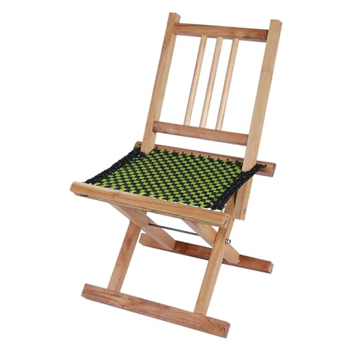 YEQING Klappstuhl mit Rückenlehne, Klappbarer Holzhocker, Geflochtener Hocker, Klappbarer Gartenstuhl für Draußen, Rasen, Balkon, Pool(Small) von YEQING