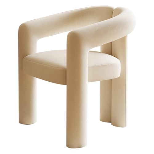 YEQING Moderner Schminkstuhl, Samtgepolsterter Akzent-Seitenstuhl mit Armlehnen, Nail-Art-Stühle, Garderobenhocker für Das Schminkschlafzimmer(Beige) von YEQING