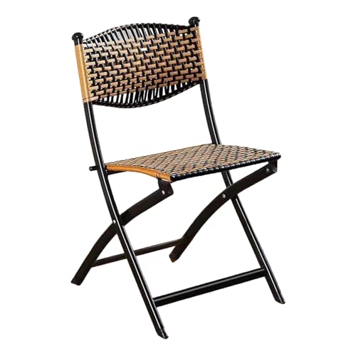 YEQING Rattan-Klappstuhl mit Rückenlehne, Esszimmerstuhl, Klappstühle für Die Terrasse im Freien, für Draußen, Rasen, Balkon, Poolrand, Kein Zusammenbau Erforderlich(Natural,Small) von YEQING