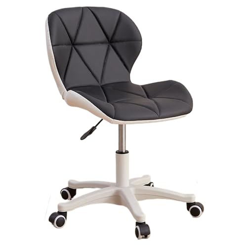 YEQING Schminkstuhl mit Rollen, Verstellbarer Schreibtischstuhl, Drehbarer Schminkhocker Niedriger Rückenlehne für Wohnzimmer, Schlafzimmer, Schminktisch, Friseur(Black) von YEQING