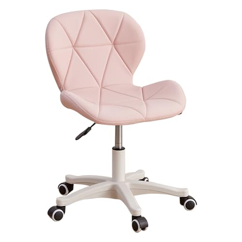 YEQING Schminkstuhl mit Rollen, Verstellbarer Schreibtischstuhl, Drehbarer Schminkhocker Niedriger Rückenlehne für Wohnzimmer, Schlafzimmer, Schminktisch, Friseur(Light pink) von YEQING