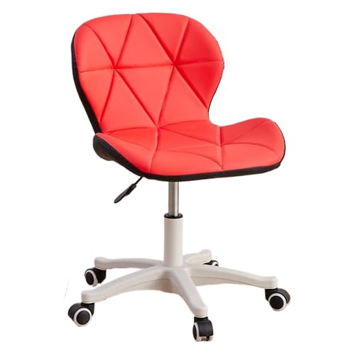 YEQING Schminkstuhl mit Rollen, Verstellbarer Schreibtischstuhl, Drehbarer Schminkhocker Niedriger Rückenlehne für Wohnzimmer, Schlafzimmer, Schminktisch, Friseur(Red) von YEQING