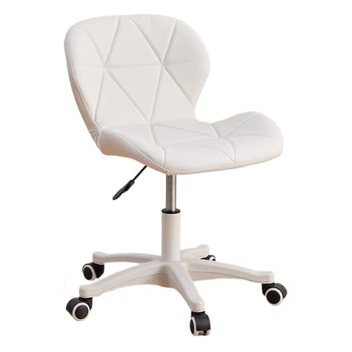 YEQING Schminkstuhl mit Rollen, Verstellbarer Schreibtischstuhl, Drehbarer Schminkhocker Niedriger Rückenlehne für Wohnzimmer, Schlafzimmer, Schminktisch, Friseur(White) von YEQING