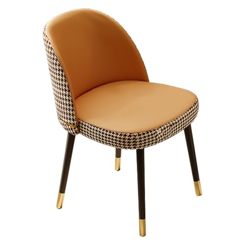 YEQING Schminkstuhl mit Rückenlehne, Gepolsterte Seitenstühle Metallbeinen, Drehstuhl für Esszimmer, Wohnzimmer, Schlafzimmer, Schminktisch(Orange) von YEQING