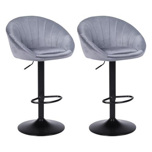 YERAIRR Barhocker 2er Set, Barstuhl Höhenverstellbar, Samt Küchenhocker mit Lehne und Fußstütze, 360 Drehbar, für Esszimmer, Theke, Bistro, Dunkelgrau YERAIRR Barhocker 2er Set, Barstuhl Höhenverstellbar, Samt Küchenhocker mit Lehne und Fußstütze, 360 Drehbar, für Esszimmer, Theke, Bistro, Dunkelgrau von YERAIRR