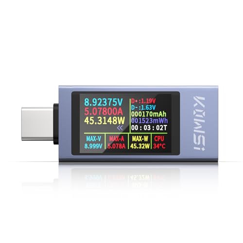 YEREADW USB C Tester Messgerät Typ-C Multimeter Digital, 4-30V 0-12A PD Voltmeter Power Meter Kapazität Spannungsprüfer Strommessgerät, USB Leistungskapazität Detektor (KWS-2303C) von YEREADW