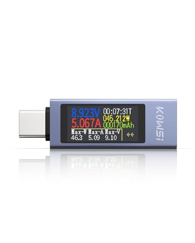 YEREADW USB C Tester Messgerät Voltmeter 4-30V 0-12A Typ-C PD Multimeter USB Strommessgerät Anzeige Spannung und Strom Tester USB C Power Meter Kapazität Spannungsprüfer Strommesser (KWS-2302C) YEREADW USB C Tester Messgerät Voltmeter 4-30V 0-12A Typ-C PD Multimeter USB Strommessgerät Anzeige Spannung und Strom Tester USB C Power Meter Kapazität Spannungsprüfer Strommesser (KWS-2302C) von YEREADW