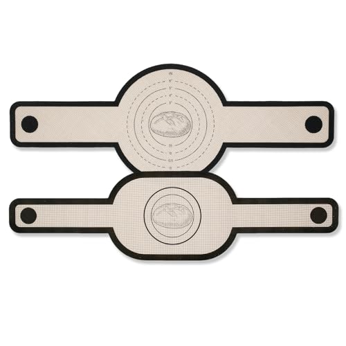 Silikon Backmatte für Dutch Oven, 2er Set Brotmatten mit extra langen Griffen, hitzebeständig bis 250°C, lebensmittelecht und schadstofffrei, Durchmesser 16cm/21cm von YERENCY