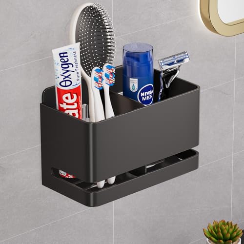 YESENT Elektrischer Zahnbürstenhalter aus Aluminium – Zahnbürstenhalter zur Wandmontage im Badezimmer (Schwarz, Doppelschlitz) von YESENT