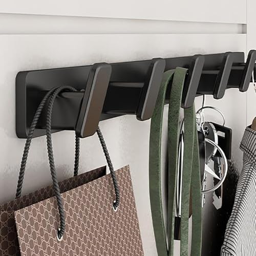 YESENT Wandgarderobe, mattschwarz, 5 Haken – robuste Wandgarderobe aus massivem Aluminium – Wandhaken mit Schraubbefestigung (schwarz, 5 Haken) von YESENT