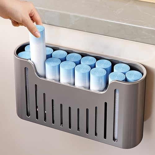 YESENT Küchenschranktür-Aufbewahrungsbox,Selbstklebendes Wandmontierte Aufbewahrungsbox, Schrank/Badezimmer/Kühlschrank Kleine Gegenstande Organizer Aufbewahrungsboxen (Grau) von YESENT