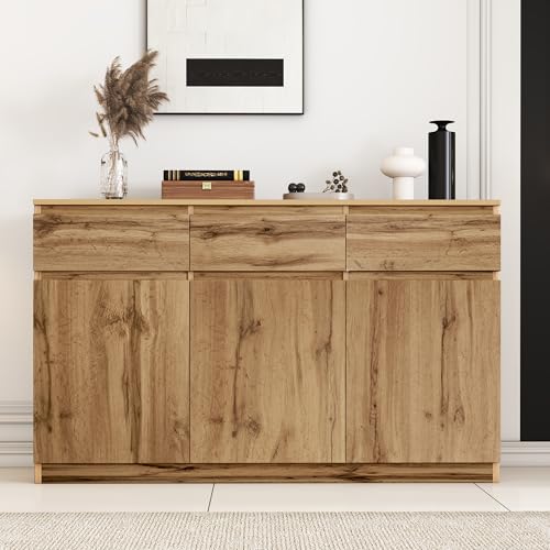 YESGIGA Multifunktionale Anrichte, dekorativer Schrank in originaler Holzoptik mit 3 Türen und 3 Schubladen, geräumiger Küchen-Dielenschrank YESGIGA Multifunktionale Anrichte, dekorativer Schrank in originaler Holzoptik mit 3 Türen und 3 Schubladen, geräumiger Küchen-Dielenschrank von YESGIGA