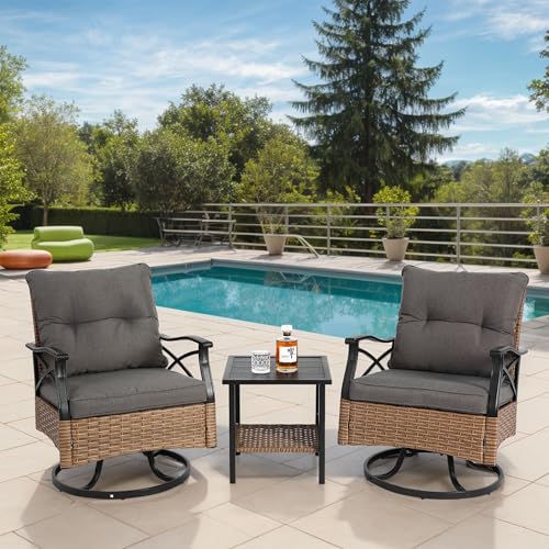 YESGIGA Outdoor Swivel Rocker Chairs Set 3 Stück Support 350lbs Brown Wicker Outdoor Furniture Patio Conversation Set YESGIGA Outdoor Swivel Rocker Chairs Set 3 Stück Support 350lbs Brown Wicker Outdoor Furniture Patio Conversation Set von YESGIGA