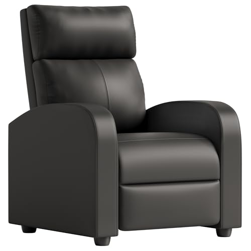 YESHOMY Relaxsessel für Erwachsene, verstellbar, modernes Einzelsofa mit gepolsterter Sitzlehne, für Wohnzimmer, Schwarz von YESHOMY