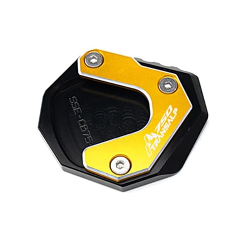 YESKIT CNC Aluminium Ständer Fuß Seitenständer Vergrößerung Pad Ventilkappen für Honda TRANSALP XL750 TRANSALP XL 750 2023 (Color : Enlarger Pad-Gold) von YESKIT