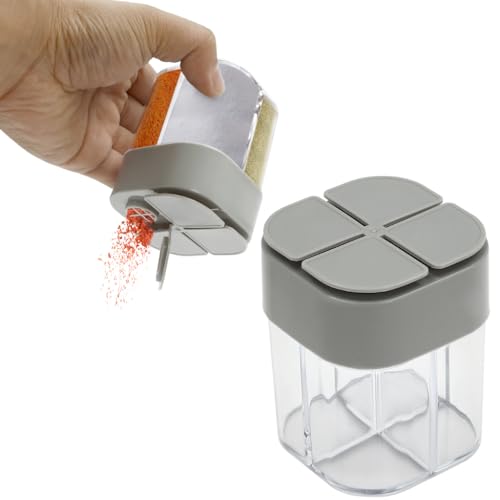 4 in 1 2er Gewürzstreuer Mehrfachstreuer 200 ml Gewürzmischung Set Gewürzbehälter Gewürzdosen Mit Etiketten Grillen Pfeffer Gewürzen Salz Für Küche Esstisch Outdoor Camping Wandern Zuhause von YESTAIM