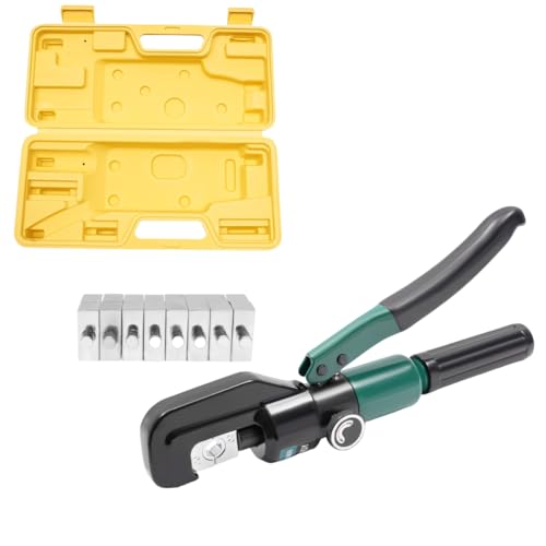 Hydraulische Quetschzange Presszange Zange Crimpzange Mit 8 Sätzen Sechskantschablonen der Crimpformen Crimpwerkzeug-Set Für Crimpe Kupfer-Aluminium-Kabelschuhe Crimpzangen von YESTAIM