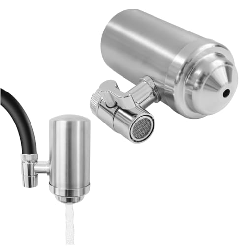 Wasserfilter Für Filter Wasserhahn Küche Armatur Leitungswasser Trinkwasserfilter Hocheffizientes Wasser Filtersystem Edelstahl Einfache Montage Entfernt Schadstoffe (1 Filter Keramische Enthalten) von YESTAIM