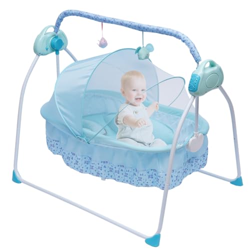 YESTAIM Babywiege Babybett Elektrische Baby Wiege Automatischer Schaukel Intelligenter Bluetooth Schaukelwiege Mit Spielzeugregal Für Babys Zwischen 0 Und 18 Monaten von YESTAIM