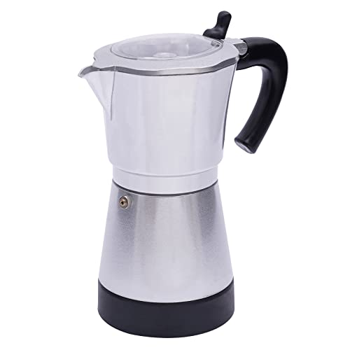 YESTAIM Kaffeemaschine 300 ml, elektrische Kaffeemaschine, Mokka-Kaffeemaschine für 6 Tassen, tragbare Kaffeemaschine mit Verbrühungsschutzgriff, klassische Kaffeemaschine aus Aluminium – Silber von YESTAIM