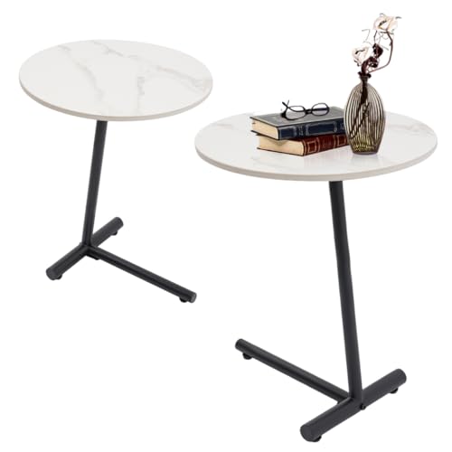 YESTAIM Kleiner Marmor Schwarzer Weiß Runder Couchtisch Kaffeetisch Mit Eisensockel Moderner Steinplatte Beistelltisch Dekorativer Loungetisch Für Wohnzimmer Schlafzimmer Kleine Plätze 50CM von YESTAIM
