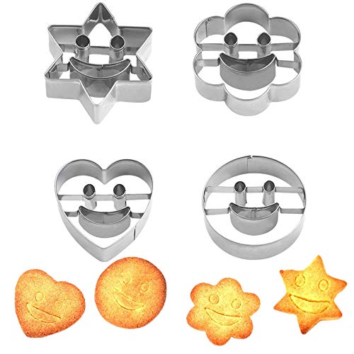 Ausstecher Set Plätzchen Ausstecher Aus Edelstahl Kekse Plätzchen Ausstecher Backzubehör Ausstechformen Smiley Keks-Formen Für Von Fudge, Sandwiches, Käse Oder Handgefertigtem Ton(4 Stücke) von YESTARTDS