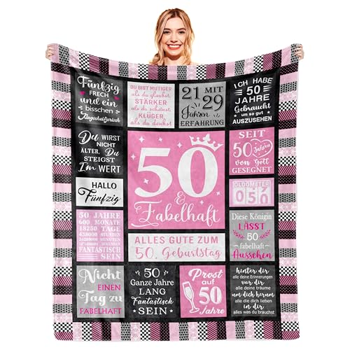 YESTUTI 50 Geburtstag Frauen, Geschenke zum 50 Geburtstag Frau, Geburtstagsgeschenk 50 Jahre Fraun, Deko 50.Geburtstag Frau Mutter, Geschenke für Frauen 50 Jahre, Decke 200x150CM YESTUTI 50 Geburtstag Frauen, Geschenke zum 50 Geburtstag Frau, Geburtstagsgeschenk 50 Jahre Fraun, Deko 50.Geburtstag Frau Mutter, Geschenke für Frauen 50 Jahre, Decke 200x150CM von YESTUTI