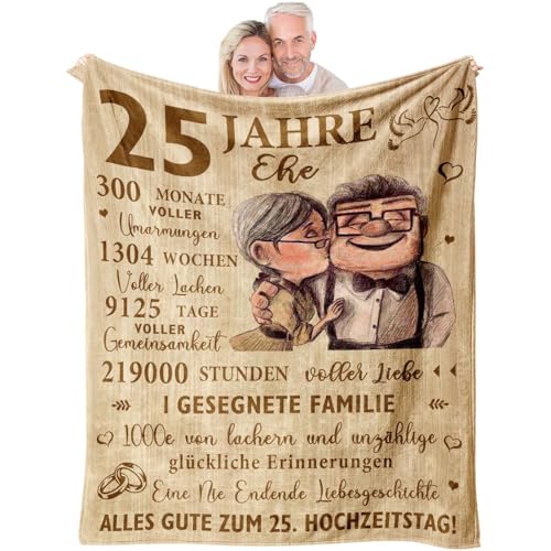 YESTUTI Silberhochzeit Geschenk, 25 Hochzeitstag Geschenk für Sie/Ihn, Geschenke zur Silberhochzeit 25, Silberhochzeit Geschenkideen für Fraiem Paare, Silberhochzeit Deko zum 25 Jahre Decke 200x150CM YESTUTI Silberhochzeit Geschenk, 25 Hochzeitstag Geschenk für Sie/Ihn, Geschenke zur Silberhochzeit 25, Silberhochzeit Geschenkideen für Fraiem Paare, Silberhochzeit Deko zum 25 Jahre Decke 200x150CM von YESTUTI