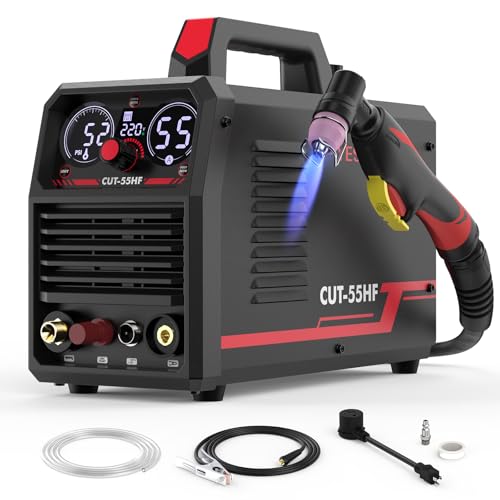 YESWELDER CUT-55HF Plasmaschneider, Hochfrequenz, 55 A, Non-Touch-Pilotlichtbogen-Luftleistung, großes Digitaldisplay, 110/220 V, Dual-Spannungs-IGBT-Inverter-Plasmaschneidmaschine von YESWELDER