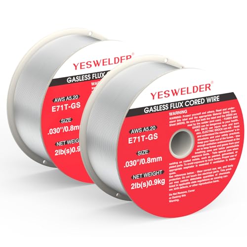 YESWELDER Fülldraht Gaslos Ø 0,8 mm, 2 Spulen Universal FLUX Schweißdraht E71T-GS, 0,9kg Spule MIG MAG Baustahl, Drahtrolle D100 von YESWELDER