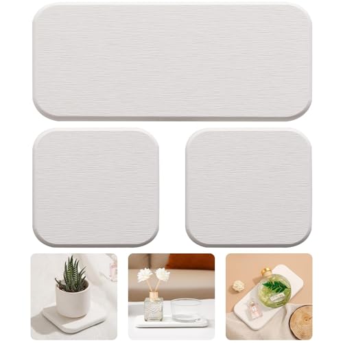 Badematte Stein,Steinmatte Badezimmer 3-teiliges wasserabsorbierendes Steintablett for das Waschbecken, Trockentablett aus Kieselgur, schnell trocknendes Steinseifentablett und Zahnbürstenhalter for d von YETGFBH