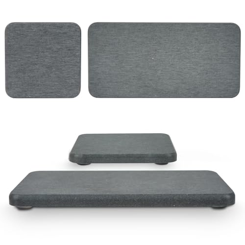 Badematte Stein,Steinmatte Badezimmer 4er-Set wasserabsorbierende Abtropfmatten aus Kieselgur – 2 große und 2 kleine Tabletts mit Anti-Rutsch-Pad, Schleifpapier. Ideal for die Küchentheke, unter der B von YETGFBH