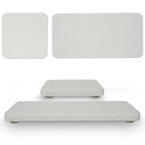 Badematte Stein,Steinmatte Badezimmer 4er-Set wasserabsorbierende Abtropfmatten aus Kieselgur – 2 große und 2 kleine Tabletts mit Anti-Rutsch-Pad, Schleifpapier. Ideal for die Küchentheke, unter der B von YETGFBH