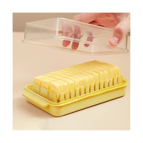 Butterdose,Butterdose Keramik 5-teilige Butterschneide-Aufbewahrungsbox mit transparenter Abdeckung, Buttertrennwand, Schneidebox, Käseschneide-Aufbewahrungsbox, Butterdose mit Deckel(C) von YETGFBH