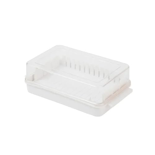 Butterdose,Butterdose Keramik 5-teilige Butterschneide-Aufbewahrungsbox mit transparenter Abdeckung, Buttertrennwand, Schneidebox, Käseschneide-Aufbewahrungsbox, Butterdose mit Deckel(White) von YETGFBH