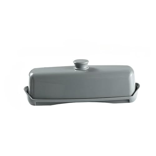 Butterdose,Butterdose Keramik Butterbehälter Lebensmittelqualität PP-Box Restaurant Versiegelte Aufbewahrungsgerichte Käseteller mit Messer Butterschneider Buttergeschirr(Gray) von YETGFBH