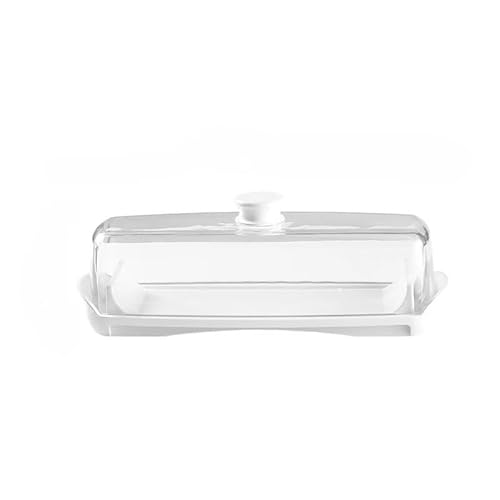 Butterdose,Butterdose Keramik Butterbehälter Lebensmittelqualität PP-Box Restaurant Versiegelte Aufbewahrungsgerichte Käseteller mit Messer Butterschneider Buttergeschirr(Transparent) von YETGFBH