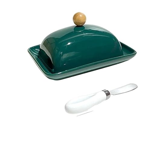 Butterdose,Butterdose Keramik Leichte Luxus-Käse-Aufbewahrungsbox for Butter, Frischhaltebox mit Deckel, Butterdose, Mehrzweck-Organizer for Zuhause und Küche(Green) von YETGFBH