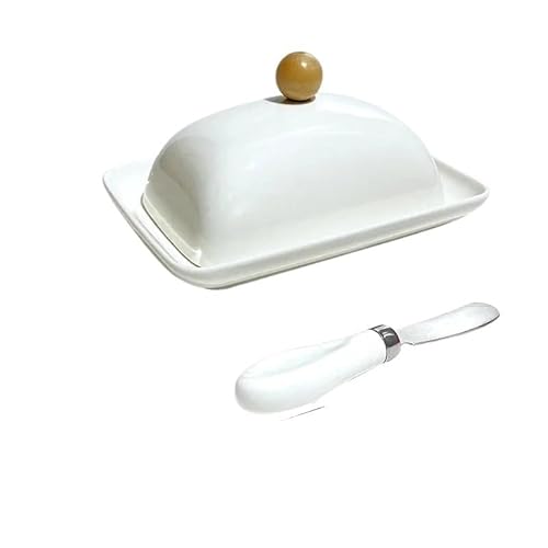 Butterdose,Butterdose Keramik Leichte Luxus-Käse-Aufbewahrungsbox for Butter, Frischhaltebox mit Deckel, Butterdose, Mehrzweck-Organizer for Zuhause und Küche(White) von YETGFBH