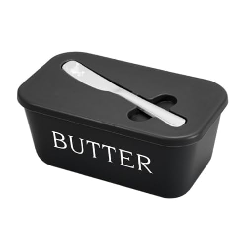 Butterdose,Butterdose Keramik Multifunktionaler Butterbehälter aus Kunststoff, rechteckig, große Kapazität, Butter-Aufbewahrungsbox mit Deckel, versiegelte Käseschale, Arbeitsplatte(Black) von YETGFBH