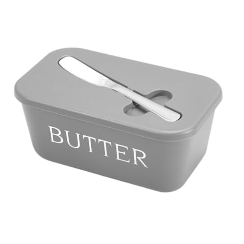 Butterdose,Butterdose Keramik Multifunktionaler Butterbehälter aus Kunststoff, rechteckig, große Kapazität, Butter-Aufbewahrungsbox mit Deckel, versiegelte Käseschale, Arbeitsplatte(Gray) von YETGFBH
