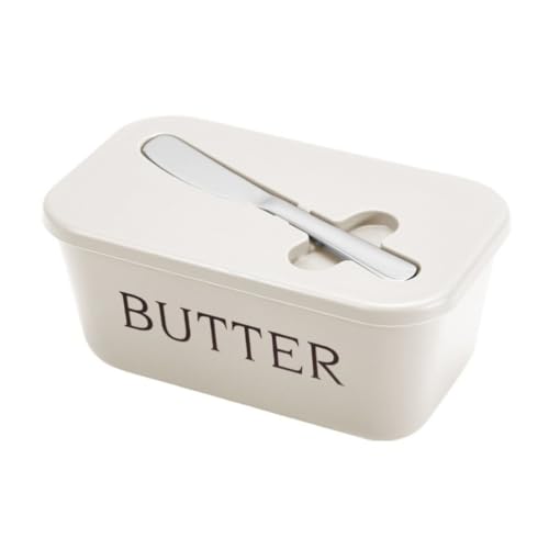 Butterdose,Butterdose Keramik Multifunktionaler Butterbehälter aus Kunststoff, rechteckig, große Kapazität, Butter-Aufbewahrungsbox mit Deckel, versiegelte Käseschale, Arbeitsplatte(White) von YETGFBH