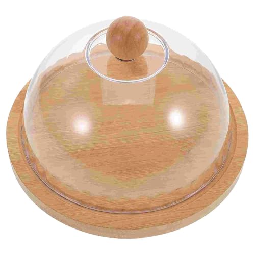 Butterdose,Butterdose Keramik Runde Butterdose aus Holz mit Glaskuppeldeckel, Tortenständerdeckel, Frischkäseschale, Serviertablett, Aufbewahrungsbehälter for Küche, Esszimmer, Bar von YETGFBH
