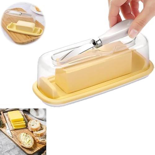 Butterdose,Butterdose Keramik Versiegelte Butterdose mit Deckel und Messer, leicht zu schneiden, Butterdose, Käse-Aufbewahrungsbox, Haushaltsgeschirr, Küchenbedarf von YETGFBH
