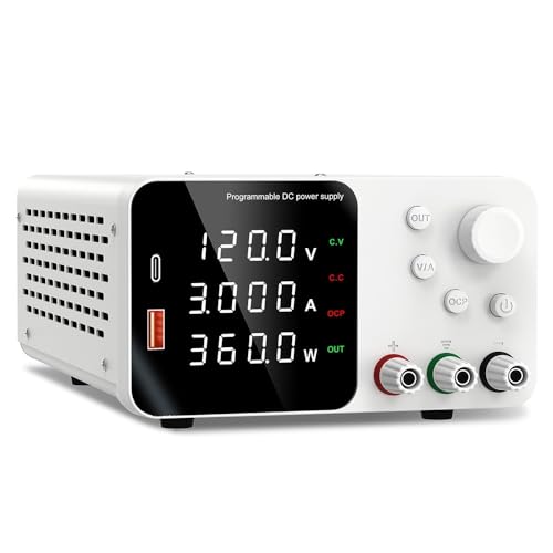 Labornetzteil Regelbar,Labor Netzteil 30 V 5 A 10 A Labor-Gleichstromnetzteil mit 4-stelliger LED-Anzeige; USB-A/Typ-C V/3,6 A Schnellladung Anpassung(TPS1203 White) von YETGFBH
