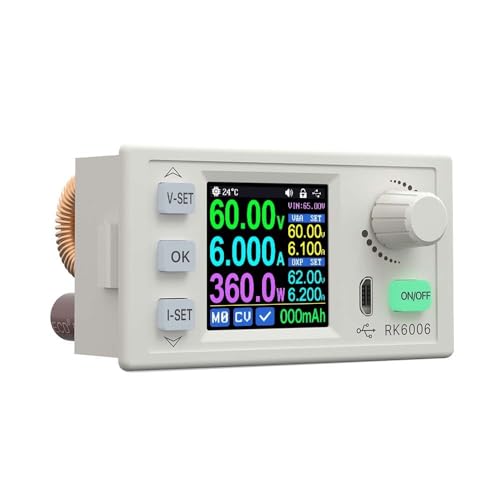 Labornetzteil Regelbar,Labor Netzteil DC-geregelte Stromversorgung 6A 60V DC zu Step Down Voltage Bench Firmware Upgrade USB-Spannungskonverter(RK6006) von YETGFBH