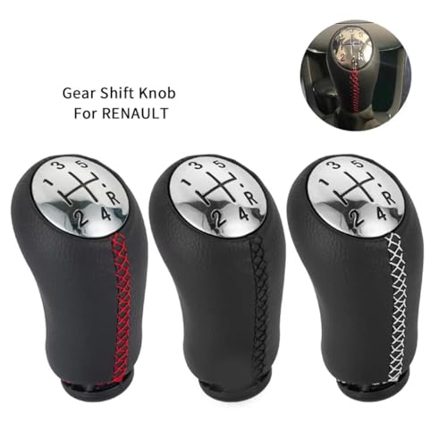 Schaltknauf,Shift Knob Passend Für Renault 1- Bis 5-Gang-Schaltgetriebezubehör Mit Universalleder Für Den Stangenkopf In Drei Farben, Innenteil(BLACK) von YETGFBH